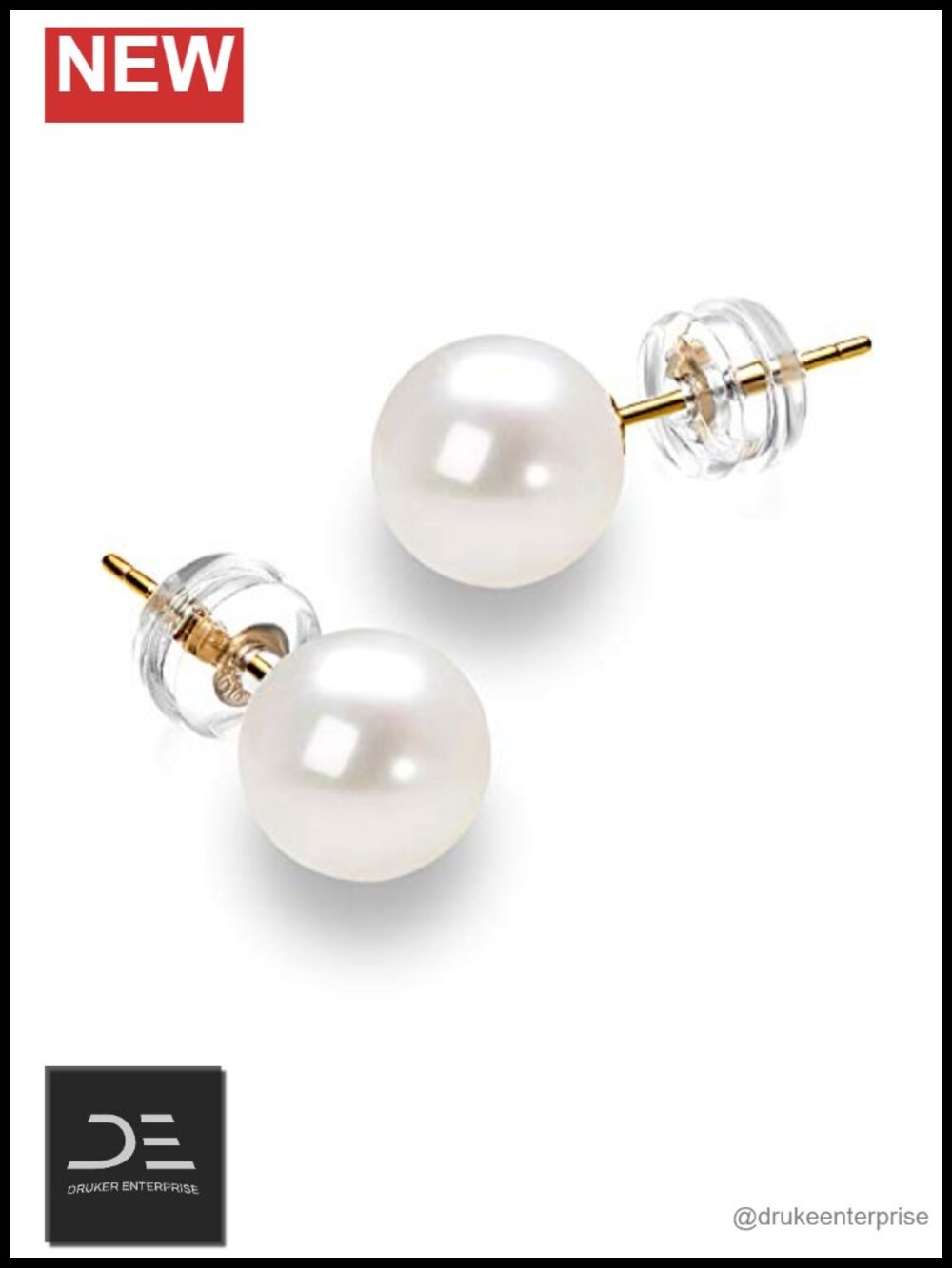 Freshwater Pearl Stud Earrings 14K Yellow Gold Hypoallergenic